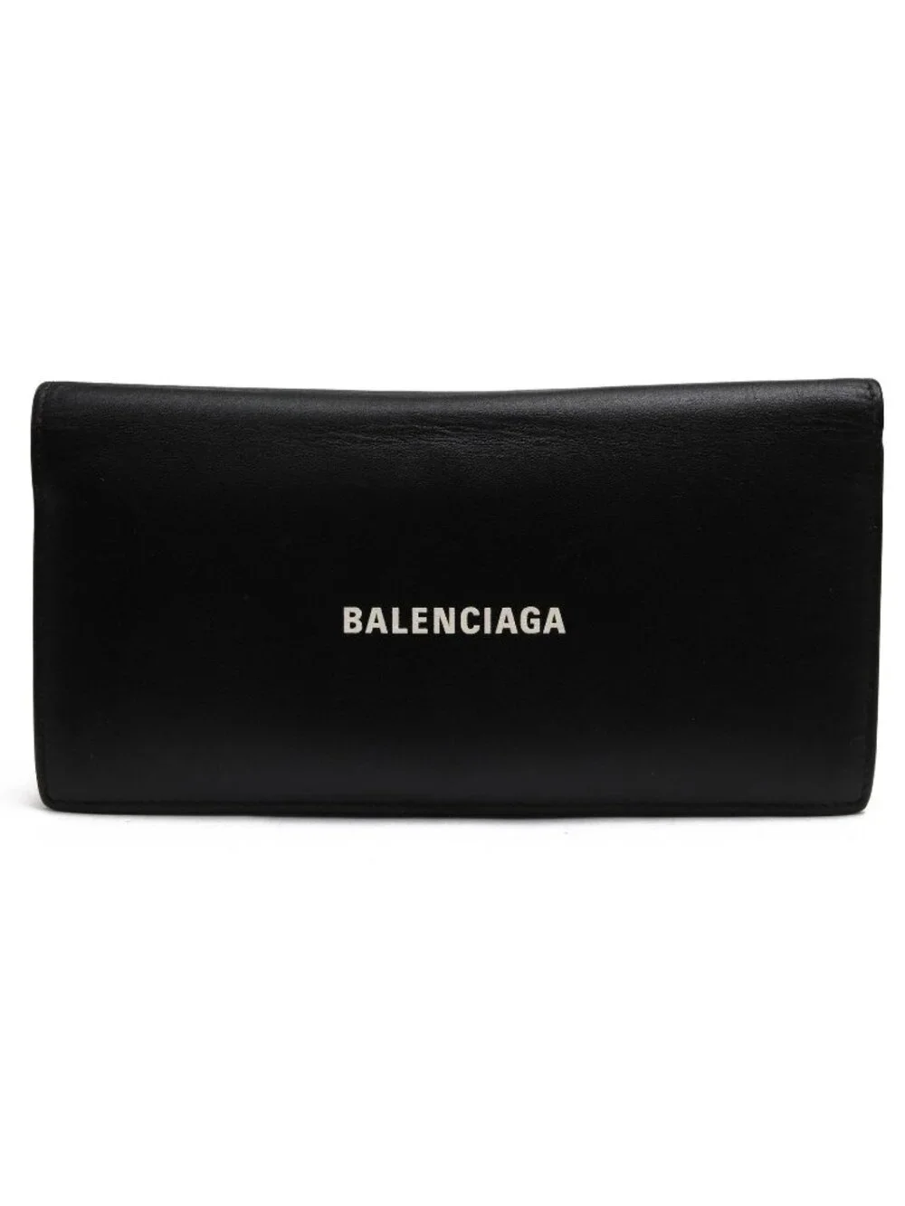 Balenciaga Wallet Leather Black Cash Vertical with Coin Purse Bifold